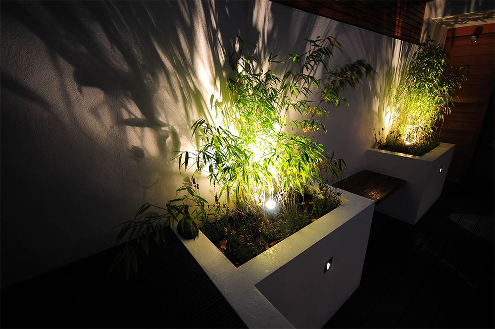 Garden lighting effects with shadowing