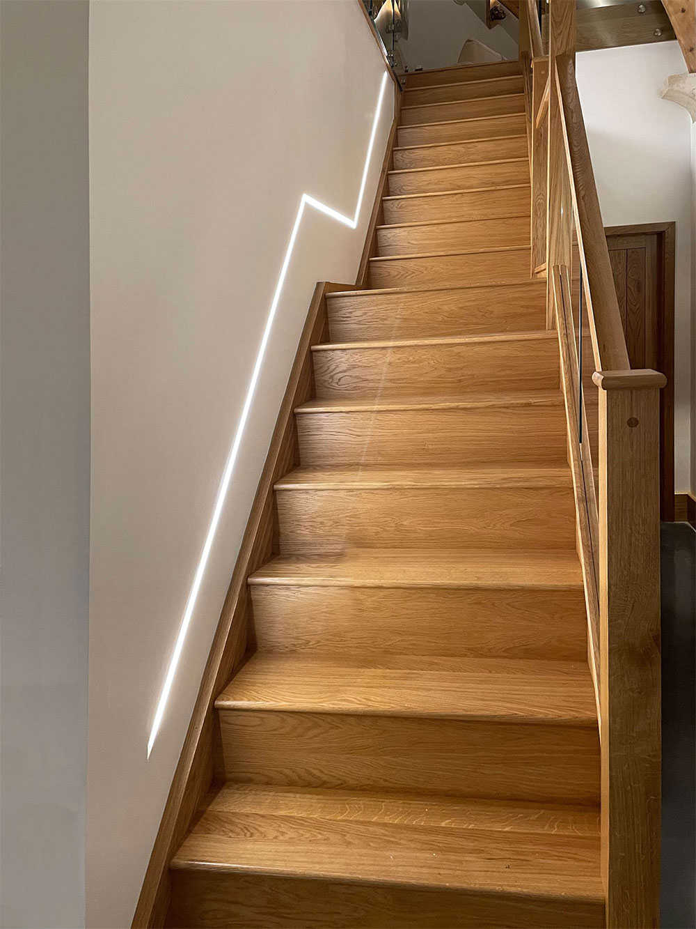 LED tape lit staircase