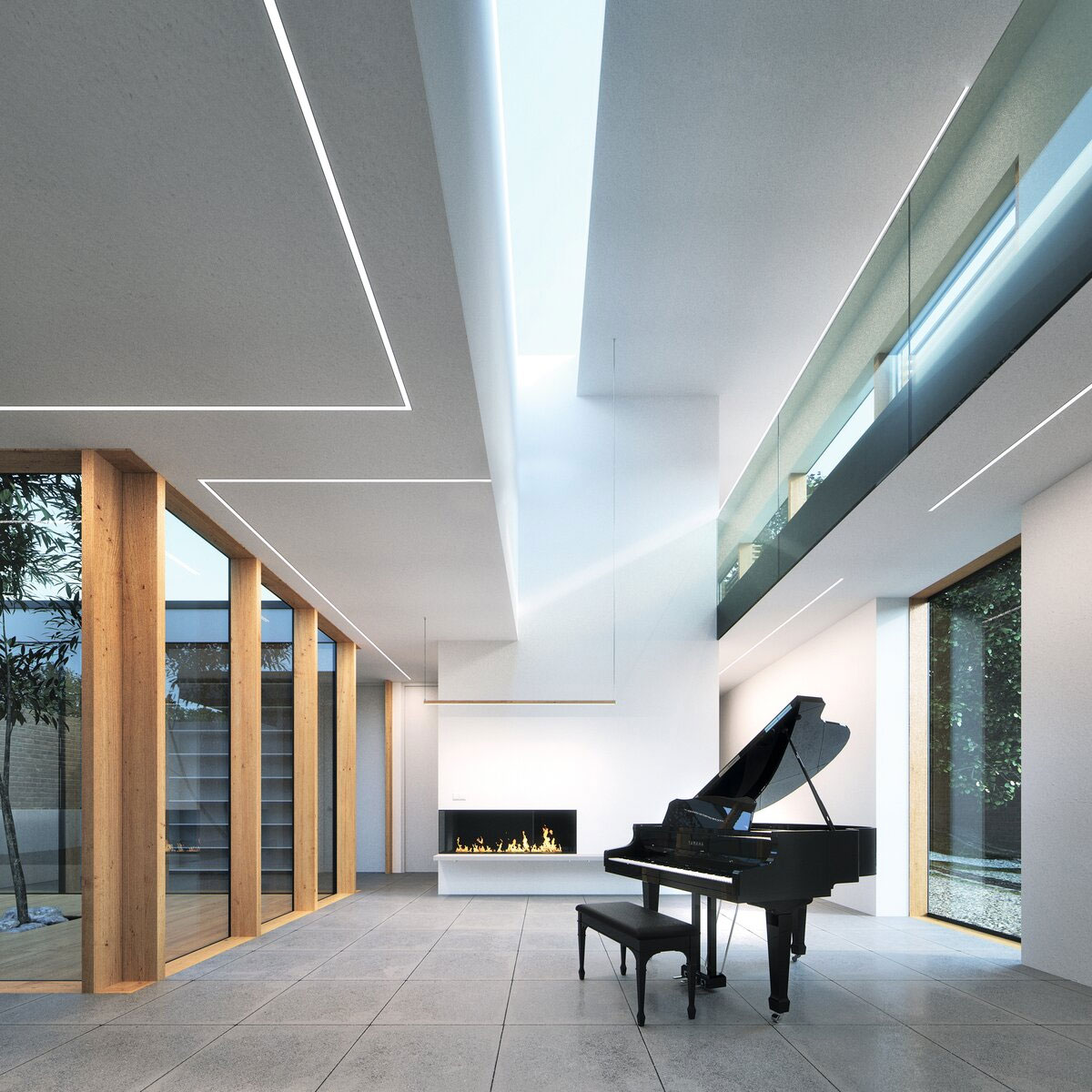 Plaster-in LED profile in ceiling