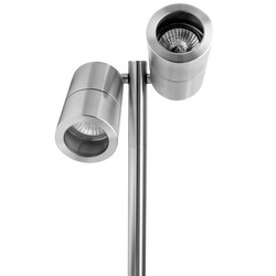 Smooth Double Outdoor Garden Bollard Light 240V Marine 316 Stainless Steel 2 x 35W