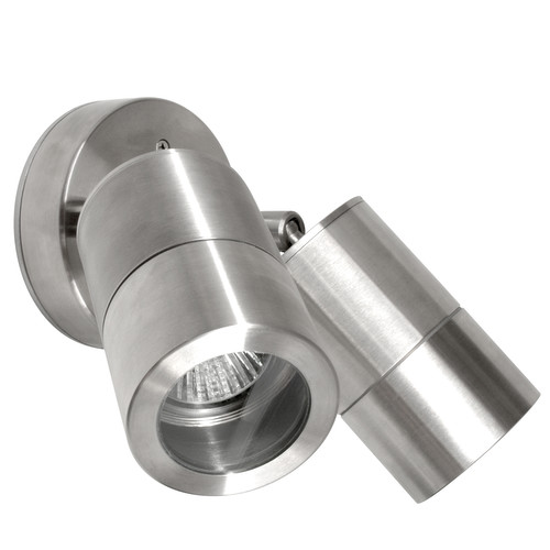 Smooth Adjustable Double Pillar Outdoor Garden Wall Light 240V Marine 316 Stainless Steel 2 x 35W