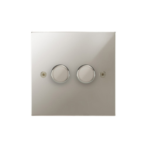 Horizon Square Dimmer Switch 2 gang 400 watt 2 way Polished Nickel