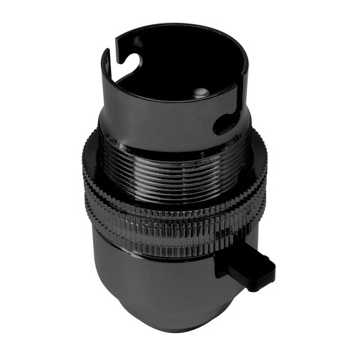 Switched Lamp Holder 13mm Black Nickel BC / B22