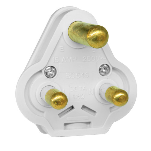 Round Pin Plug White 15A