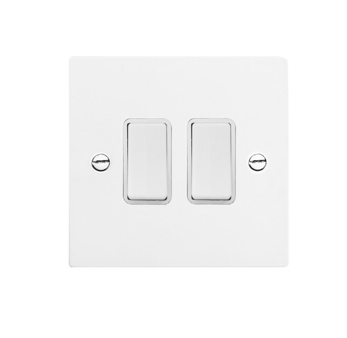 Rocker White Switch 2 gang rocker switch 20 amp 2 way Satin White Aluminium
