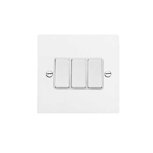 Rocker White Switch 3 gang rocker switch 20 amp 2 way Satin White Aluminium
