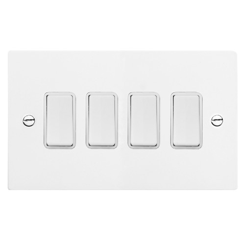 Rocker White Switch 4 gang rocker switch 20 amp 2 way Satin White Aluminium