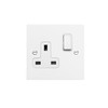 Wall Socket White Switch 1 gang 13 amp switch socket outlet Satin White Aluminium
