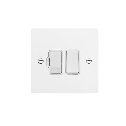 Fuse Spur White Switch 1 gang 13 amp switch fuse spur Satin White Aluminium
