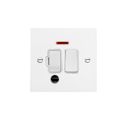 Fuse Spur White Switch 1 gang 13 amp switch fuse neon cord spur Satin White Aluminium
