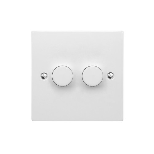 Dimmer Switch 2 Gang 2 Way 300W Inductive White