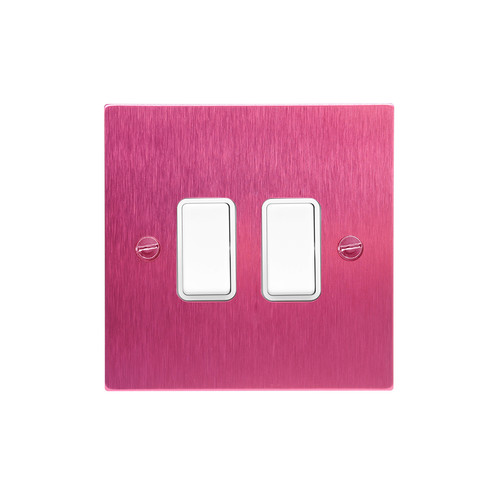 Rocker White Switch 2 gang rocker switch 20 amp 2 way Pink Aluminium