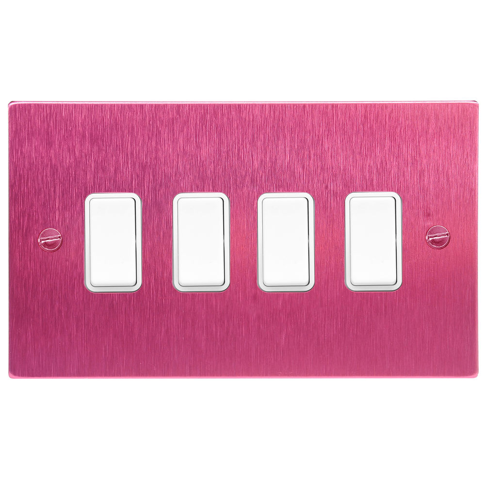 Pink Switch Rocker Needle Rocker White Switch 4 gang rocker switch 20 amp 2 way Pink Aluminium ...