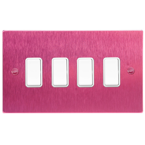 Rocker White Switch 4 gang rocker switch 20 amp 2 way Pink Aluminium