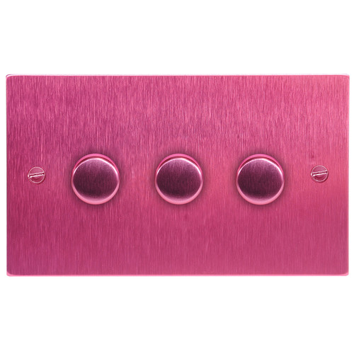 Dimmer Switch 3 gang dimmer 400 watt 2 way Pink Aluminium
