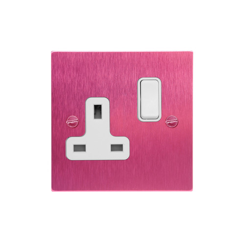 Wall Socket Switch 1 gang 13 amp switch socket outlet Pink Aluminium