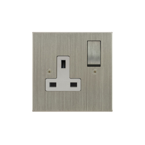 Horizon Square Wall Socket 1 gang 13 amp switched socket outlet Satin Nickel