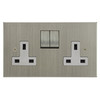 Horizon Square Wall Socket 2 gang 13 amp switched socket outlet Satin Nickel