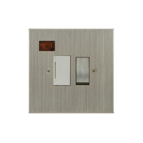 Horizon Square Fuse Spur 1 gang 13 amp switched fuse neon spur Satin Nickel