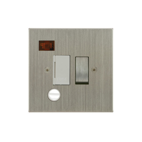 Horizon Square Fuse Spur 1 gang 13 amp switched fuse neon cord spur Satin Nickel