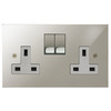 Horizon Square Wall Socket 2 gang 13 amp switched socket outlet Polished Nickel