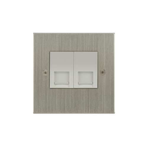 Horizon Square Communications Socket 2 gang telephone jackline master Satin Nickel