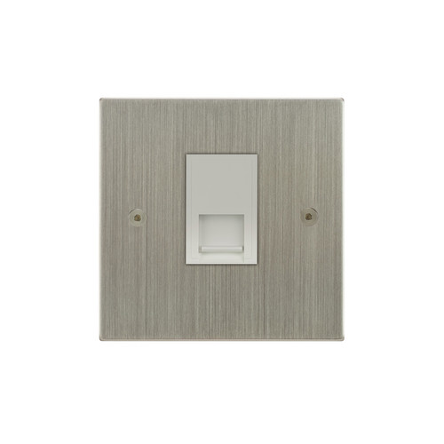 Horizon Square Communications Socket 1 gang telephone jackline secondary Satin Nickel