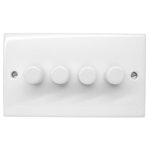 4 Gang Push Dimmer 250W White