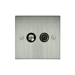 Horizon Square TV Socket 1 gang television and satellite socket Satin Nickel