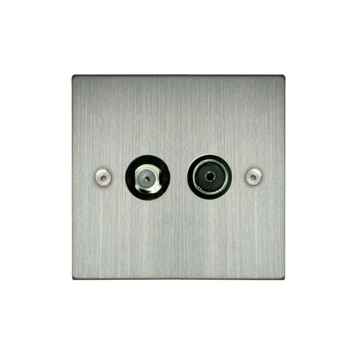 Horizon Square TV Socket 1 gang television and satellite socket Satin Nickel