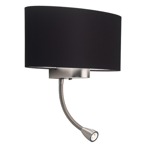 Napoli Wall Light with LED Reading Light 240V 60W + 1W Matt Nickel