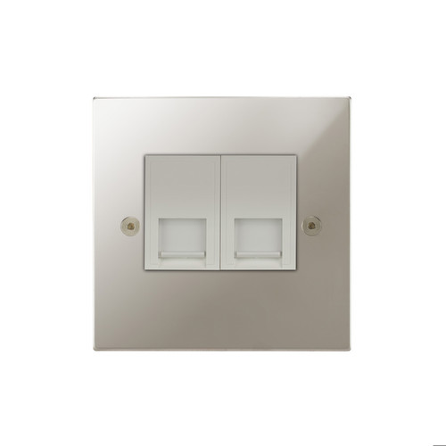 Horizon Square Communications Socket 2 gang telephone jackline master Polished Nickel