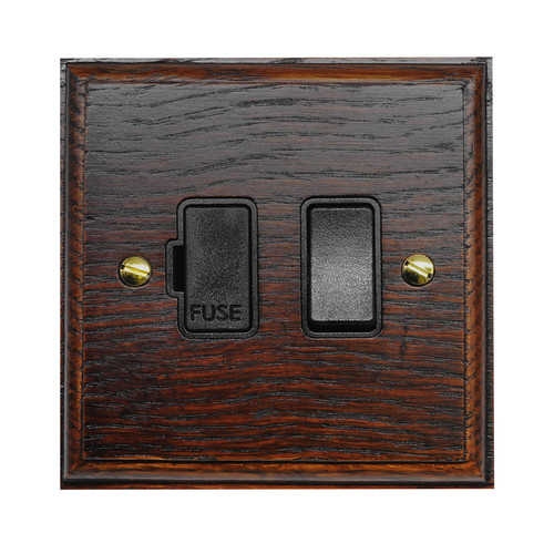 Fuse Spur 1 gang 13 amp switched fuse spur Black Insert / Dark Oak
