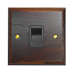 Communications Socket 1 gang telephone jackline slave Black Insert / Dark Oak