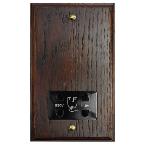 Shaver Point 1 gang shaver socket Black Insert / Dark Oak