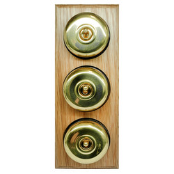 Classic Period Round Dome 3 gang 2 way Antique Brass / Light Oak