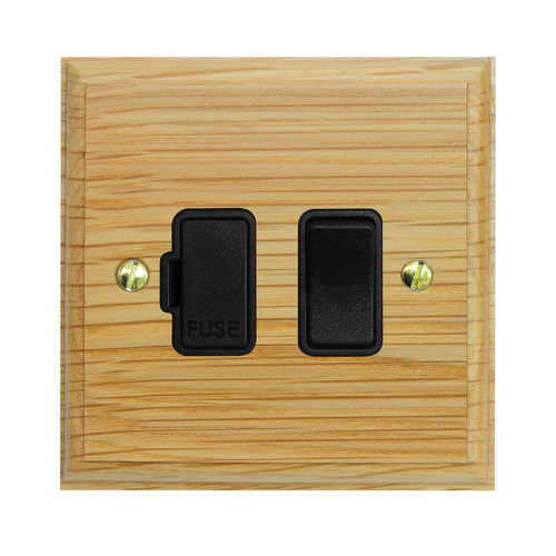 Fuse Spur 1 gang 13 amp switched fuse spur Black Insert / Light Oak