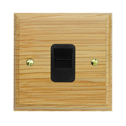Communications Socket 1 gang telephone jackline slave Black Insert / Light Oak
