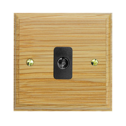 TV Socket 1 gang non-isolated television co-axial Antique Brass / Light Oak
