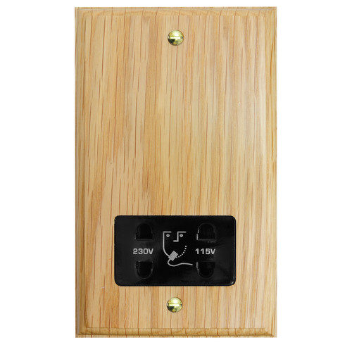 Shaver Point 1 gang shaver socket Black Insert / Light Oak
