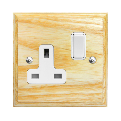 Wall Socket 1 gang 13 amp switch socket outlet White Insert / Ash