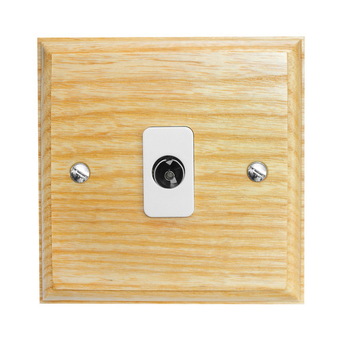 TV Socket 1 gang non-isolated television co-axial White Insert / Ash