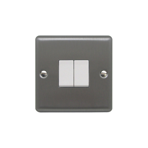 Rocker Switch 2 gang 10 amp 2 way Satin Stainless