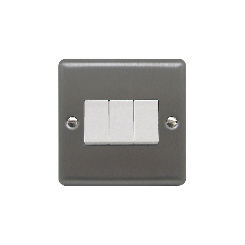 Rocker Switch 3 gang 10 amp 2 way Satin Stainless | Mr Resistor Lighting