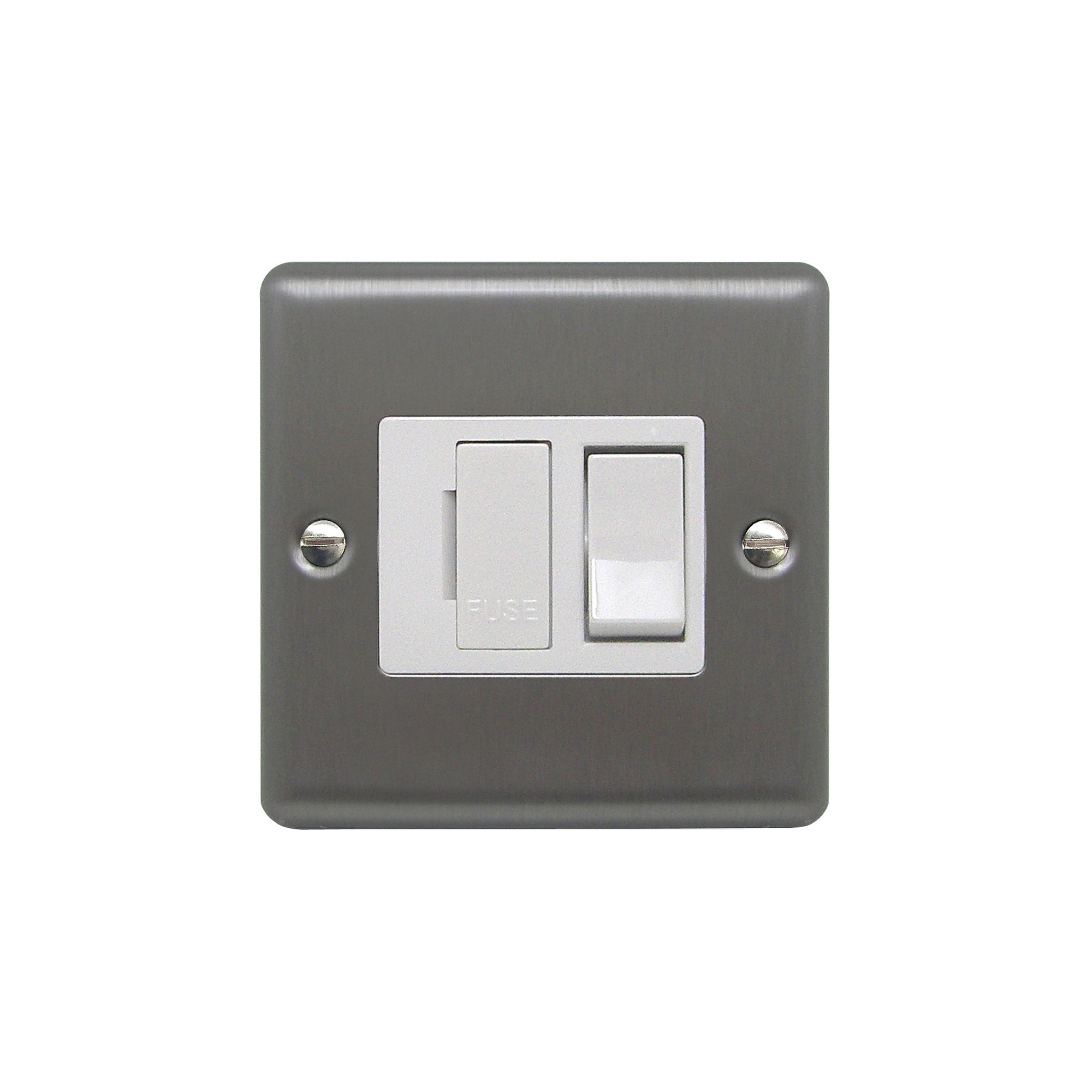 Fuse Spur 1 gang 13 amp switched fuse spur Satin Stainless Mr Resistor Lighting