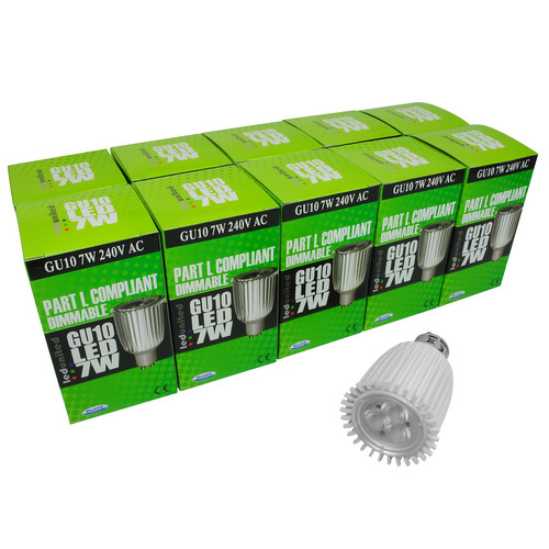 10 x GU10 LED 7W 400lm (=50W) Dimmable 240V 15° 3000K Warm White