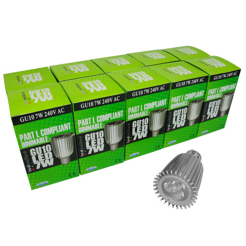 10 x GU10 LED 7W 430lm (=50W) Dimmable 240V 15° 4200K Cool White