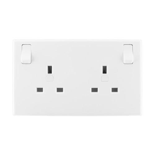 2 Gang Switched Converter Socket 13 amp 2 Gang Converter to 1 Gang White