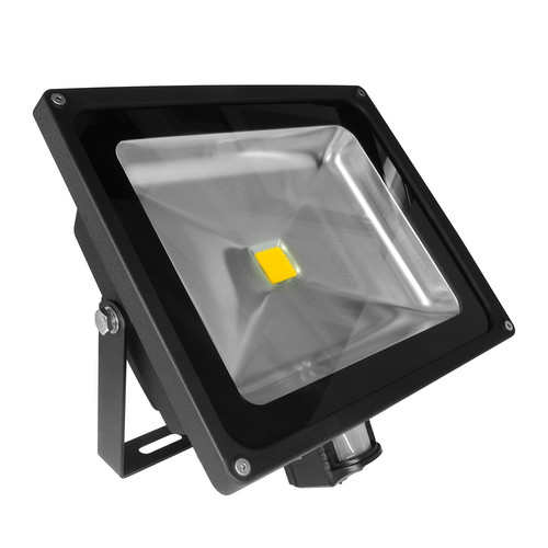 LED PIR Floodlight Black 240V 50W 4000K Cool White