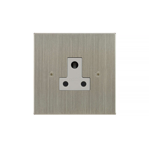 Horizon Square Socket 1 gang 5 amp unswitched socket outlet Satin Nickel